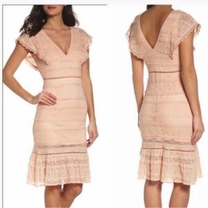 Foxiedox Lace Midi Dress in Soft Peach